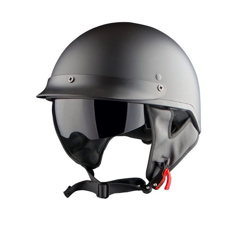 1Storm Motorcycle Half Face Helmet Mopeds Scooter Pilot with Retractable Inner Smoked Visor, Matt Black - Image 2
